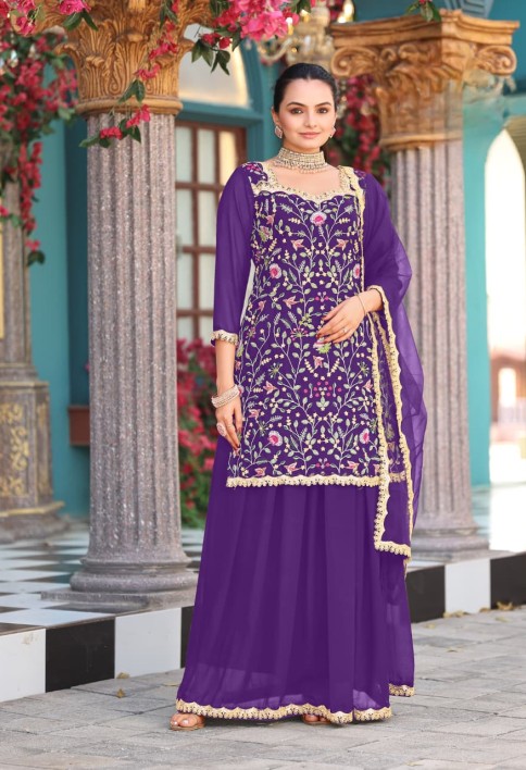 Royal Purple Grace Sharara Style Suit.